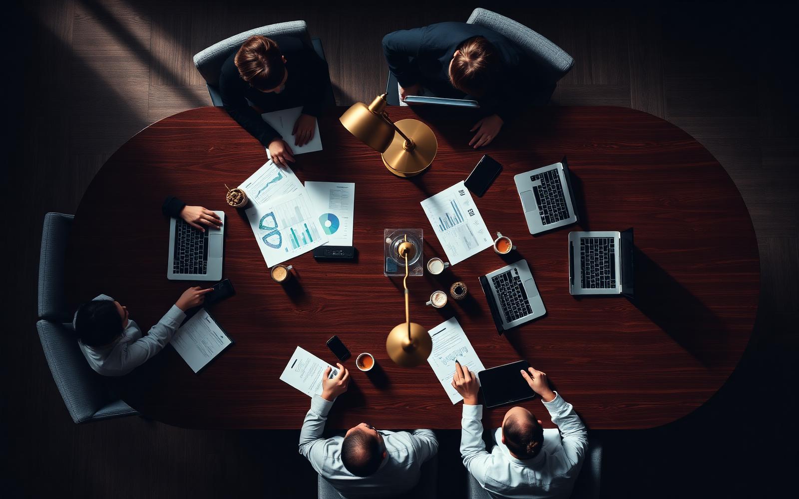 Aerial view of the Advance America underwriting team at work